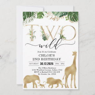 Two Wild Party Animals 2nd Birthday Invitation