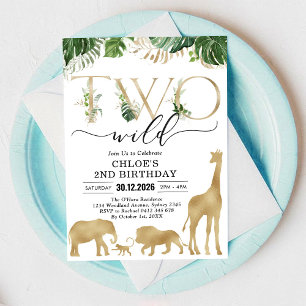 Two Wild Party Animals 2nd Birthday Invitation