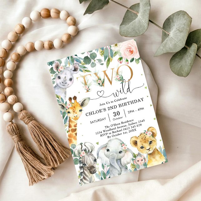 Two Wild Party Animals 2nd Birthday Invitation (Creator Uploaded)