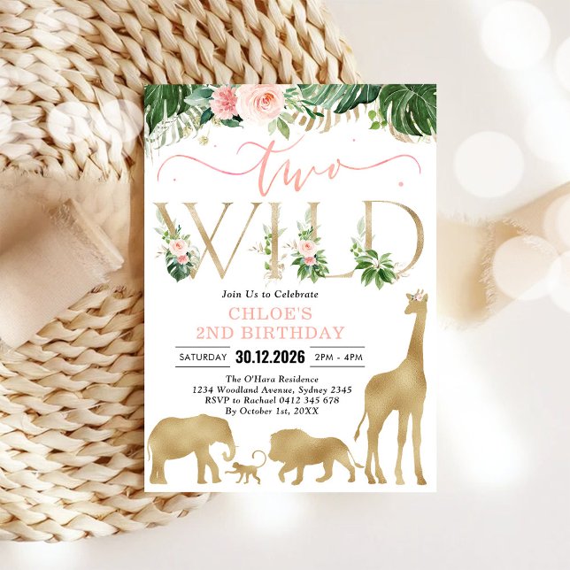 Two Wild Party Animals 2nd Birthday Invitation (Creator Uploaded)