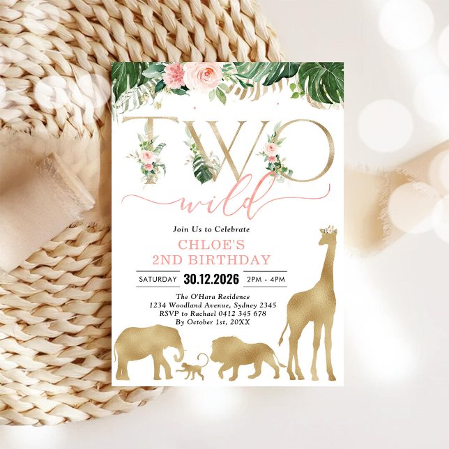 Two Wild Party Animals 2nd Birthday Invitation (Creator Uploaded)