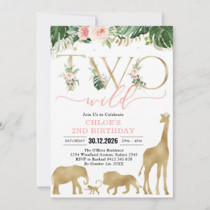Two Wild Party Animals 2nd Birthday Invitation