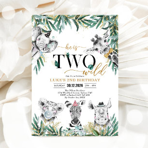 TWO Wild Party Animals Boy Birthday Invitation