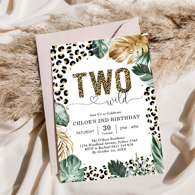 Two Wild Party Animals Leopard 2nd Birthday Invitation (Creator Uploaded)