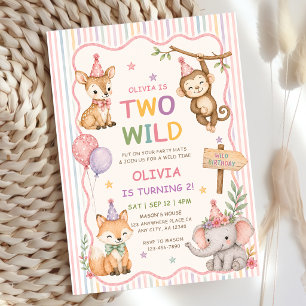 Two Wild Party Animals Safari Boy Birthday Invitation