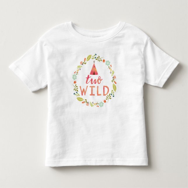 Two Wild Pink Tribal Hipster Floral Birthday Shirt (Front)