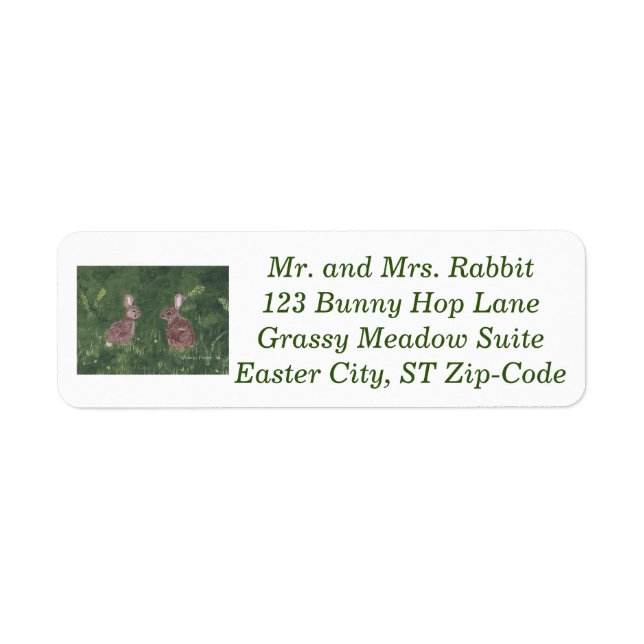Two Wild Rabbits in the Grass Address Labels (Front)
