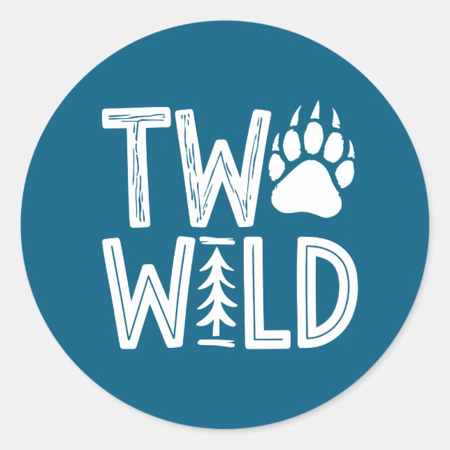 Two Wild – Rustic Woodsy Second Birthday Classic Round Sticker (Front)