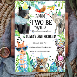 Two Wild Safari 2nd Birthday Invitation
