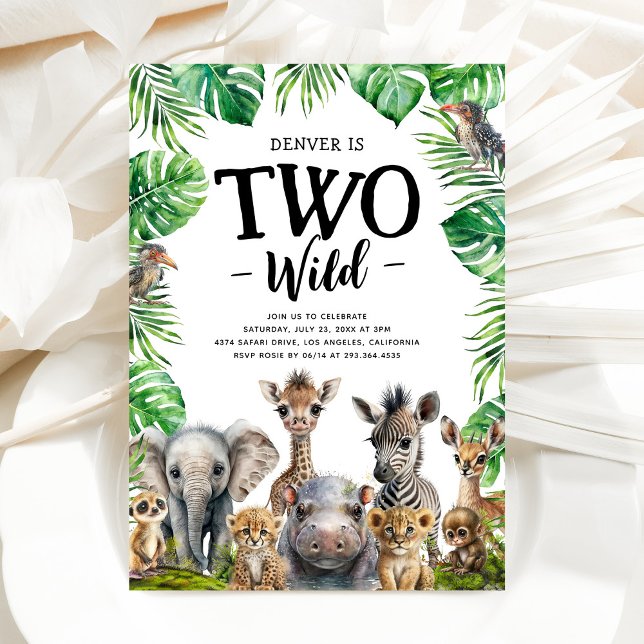 Two Wild Safari 2nd Birthday Party Invitation (Creator Uploaded)