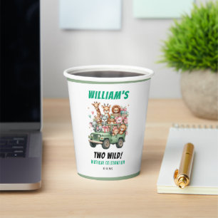 Two Wild Safari Animal 2nd Birthday Party Paper Cups