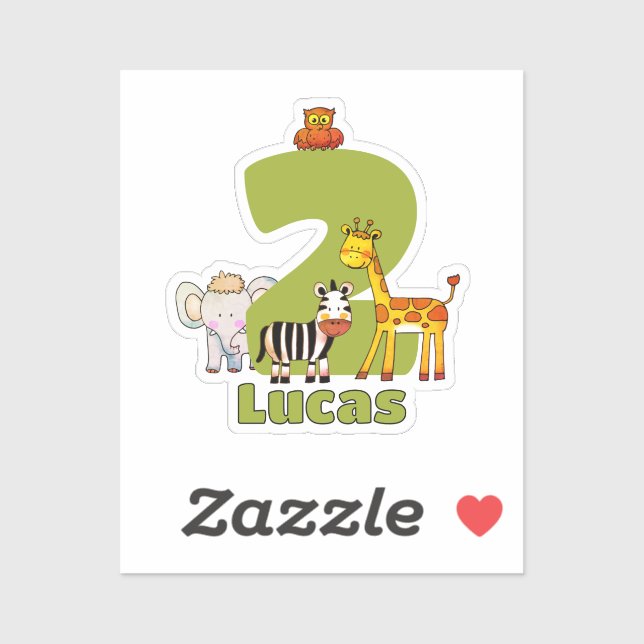 Two Wild Safari Animals 2nd Birthday Custom Name (Sheet)