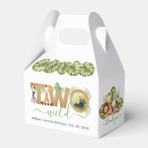 Two Wild Safari Animals 2nd Birthday Jungle Photo Favour Box