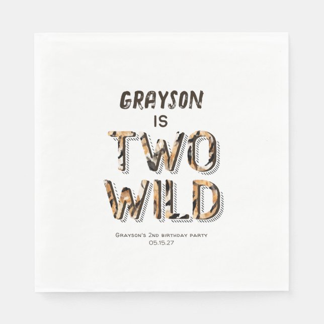 Two wild Safari Animals baby boy 2nd birthday Napkin (Front)