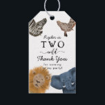 Two Wild Safari Animals Birthday Party Gift Tags<br><div class="desc">Cute safari theme kid's 2nd birthday party gift tag featuring illustration of lion,  elephant,  zebra,  and giraffe. The text says "thank you for coming to my party."</div>