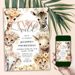 TWO Wild Safari Animals Girl 2nd Birthday  Invitation<br><div class="desc">Step into the beauty of a Wild Safari with our "TWO Wild Safari Animals Girl 2nd Birthday Invitation" and its lovely jungle animals! It's the perfect way to celebrate your little one's second birthday in style. Order your today and make the party truly special!</div>
