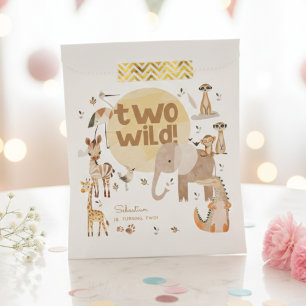 Two wild safari animals kids birthday favour bag