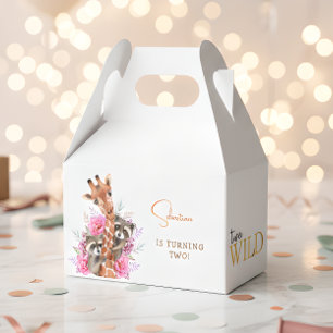 Two wild safari animals kids birthday party favour box