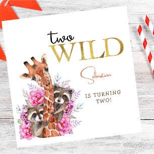 Two wild safari animals kids birthday party napkin