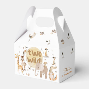 Two wild safari animals second kids birthday favour box