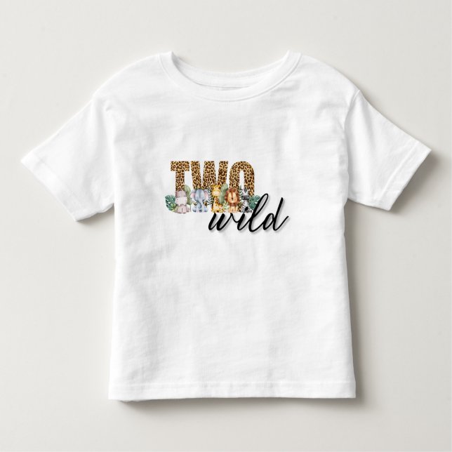 Two Wild Safari Jungle Theme 2nd Birthday Toddler T-Shirt (Front)