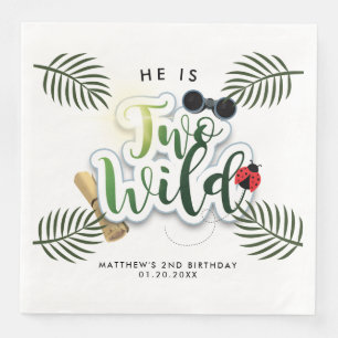Two Wild Safari Jungle Tropical Birthday Napkin