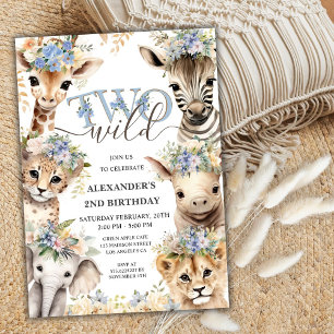 TWO Wild Safari Party   Boy 2nd Birthday Invitation