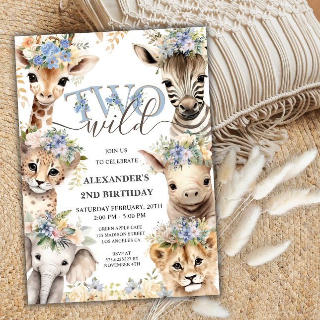 TWO Wild Safari Party | Boy 2nd Birthday Invitation (Creator Uploaded)