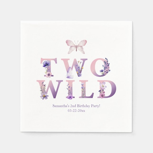 Two Wild Second Birthday Floral Party Napkins (Front)