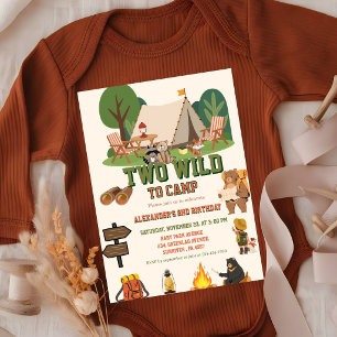 Two Wild to camp safari Woodland 2nd birthday Invitation
