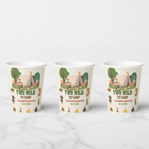 Two Wild to camp safari Woodland 2nd birthday Paper Cups