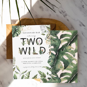 Two Wild Tropical Greenery 2nd Birthday Invitation