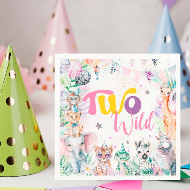 Two Wild Tropical Safari Animals Second Birthday Napkin (Creator Uploaded)