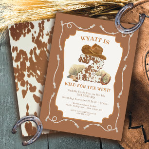 Two Wild West Cowboy Birthday Party Invitation