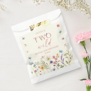 Two Wild Wildflower Wild Flower 2nd Birthday Party Favour Bag