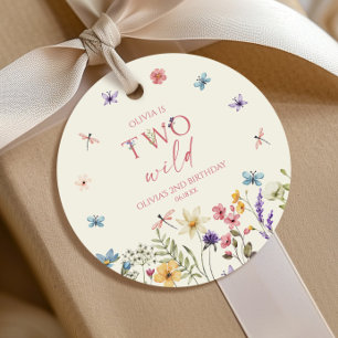 Two Wild Wildflower Wild Flower 2nd Birthday Party Favour Tags