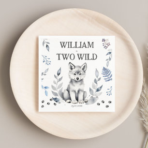 Two Wild wolf themed birthday party printed Napkin