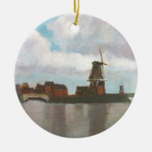 Two Windmills Painting Ornament