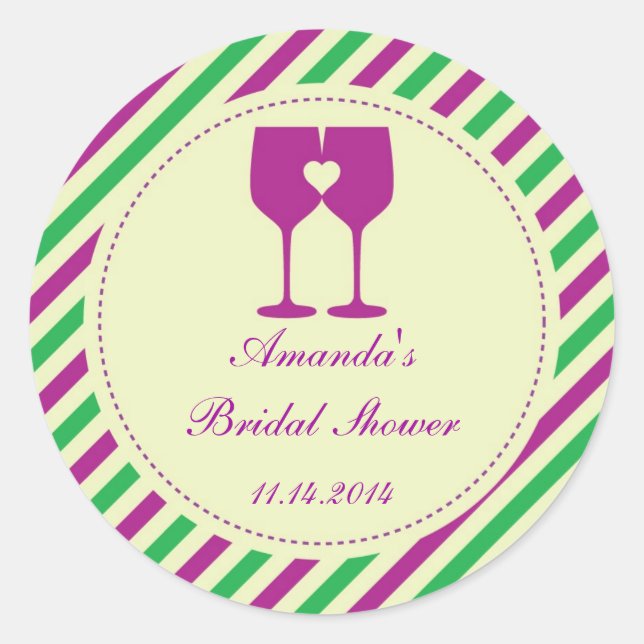 Two Wine Glasses Favour Sticker (Front)