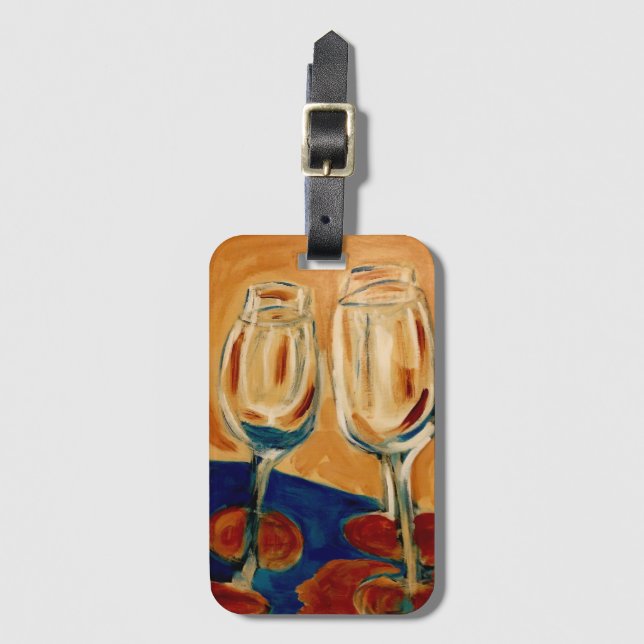 Two Wine Glasses Luggage Tag (Front Vertical)