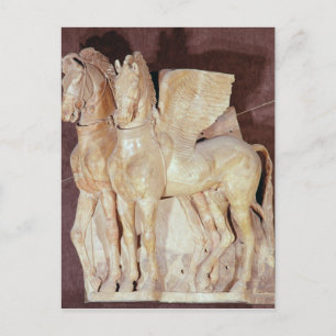 Two winged horses from the pediment of a postcard