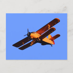 Two Wings Aeroplane, Old Plane Flying Postcard