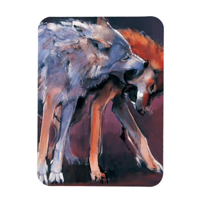 Two Wolves 2001 Magnet (Vertical)