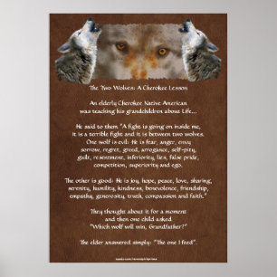 TWO WOLVES CHEROKEE STORY Wolf Poster