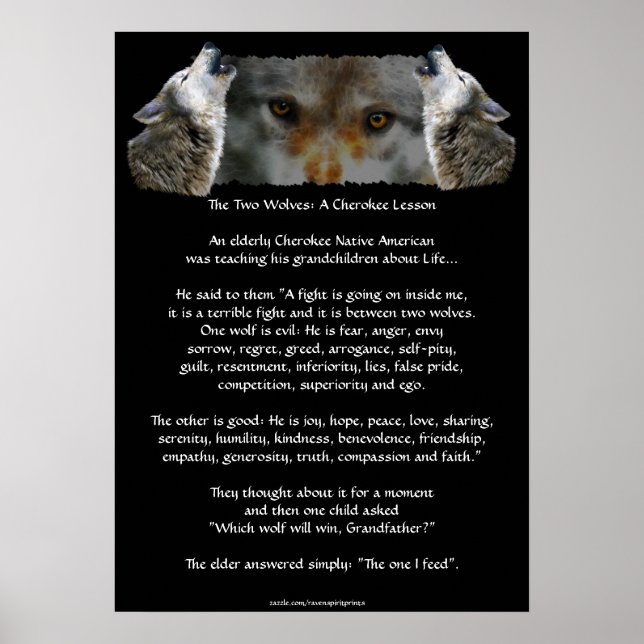 TWO WOLVES CHEROKEE STORY Wolf Poster (smaller) (Front)
