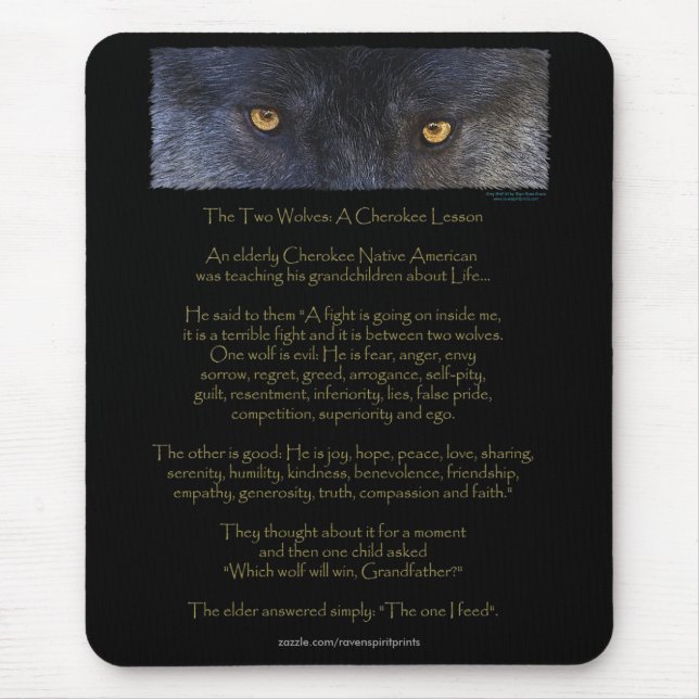TWO WOLVES CHEROKEE TALE Art  Mousepad (Front)