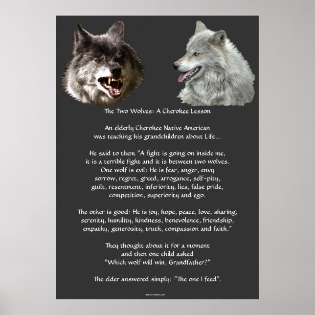 TWO WOLVES CHEROKEE TALE Art Poster (Front)