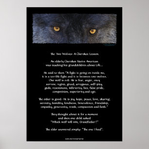 TWO WOLVES CHEROKEE TALE Art Poster