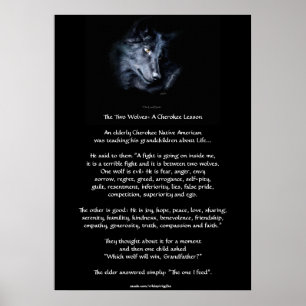 TWO WOLVES CHEROKEE TALE Art Poster