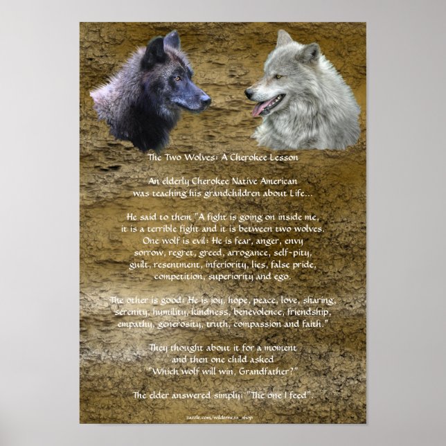 TWO WOLVES CHEROKEE TALE Art Poster (Front)